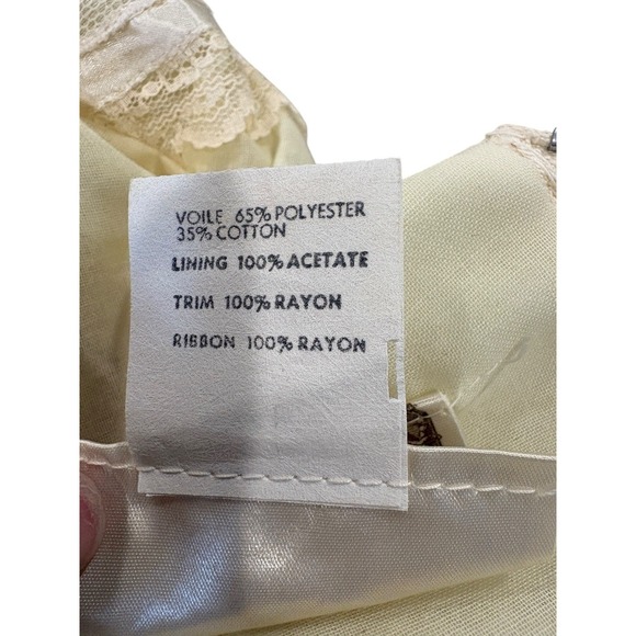 Vtg Gunne Sax Maxi Dress Butter Yellow Cream Long Sleeve Embroidered Lace Sz 9 - Picture 10 of 12